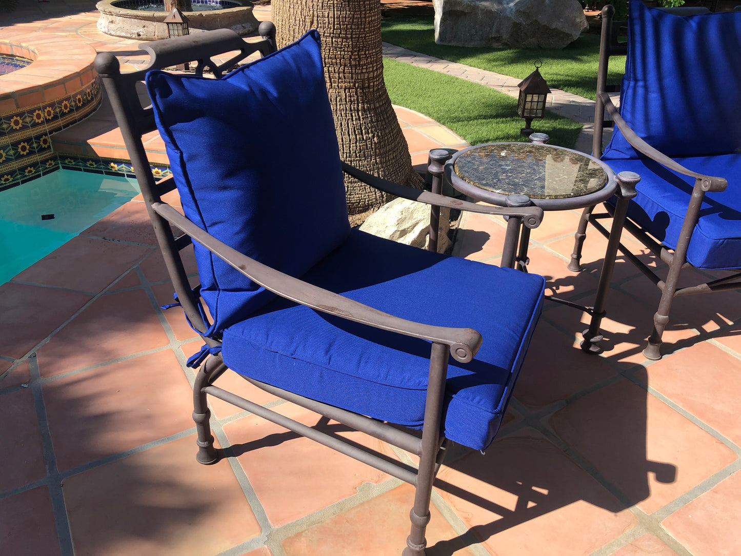 Blue Outdoor Cushions -2pc Set (back and seat cushions)