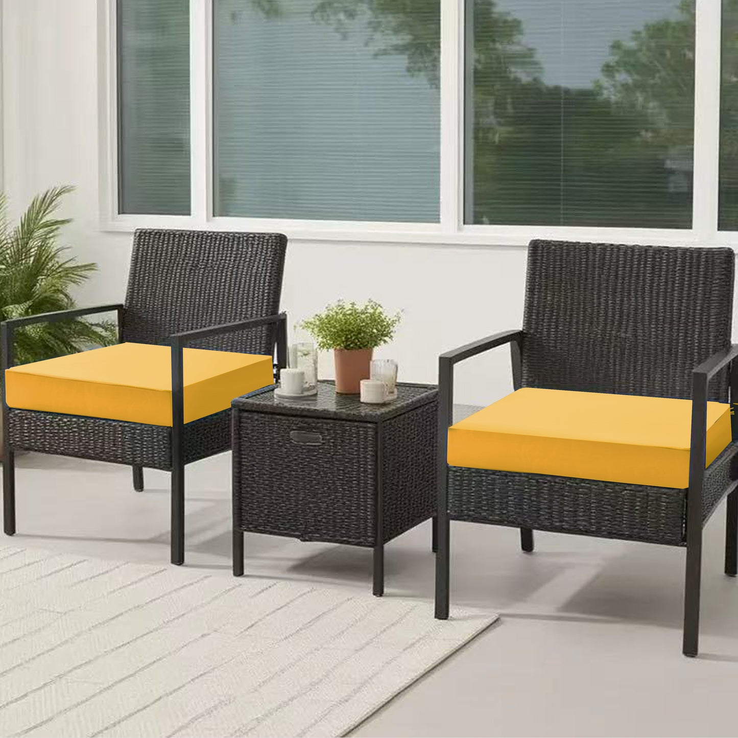 2 Yellow Outdoor Seat Cushions